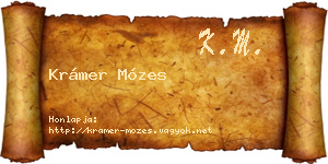 Krámer Mózes névjegykártya